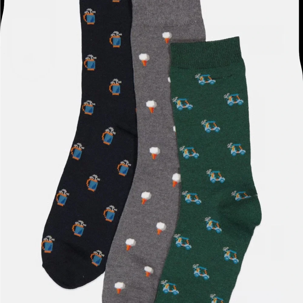 MENS Golf-Themed Dress Socks in Decorative Tin  Sz 8-12